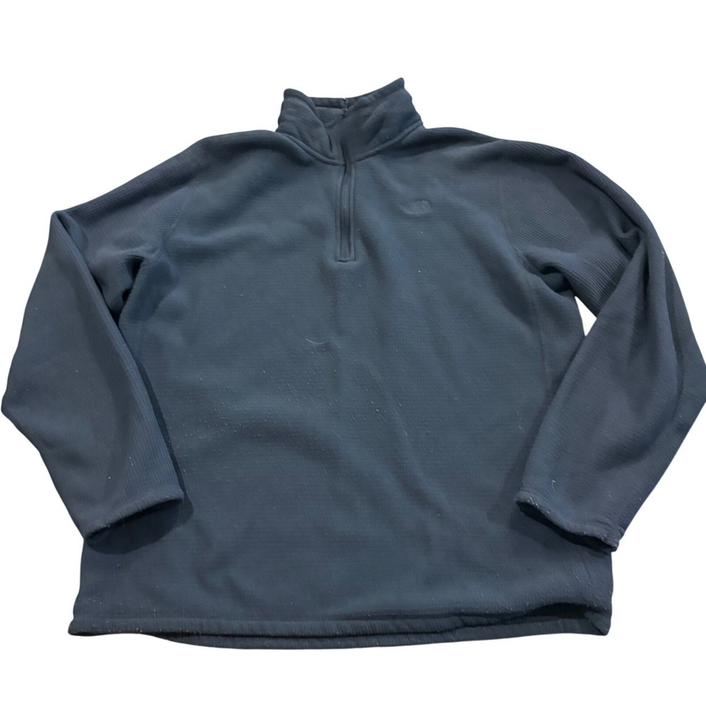 The North Face Mens XL 1/4 Zip Fleece Pullover Navy Blue Textured Grid Mid Layer